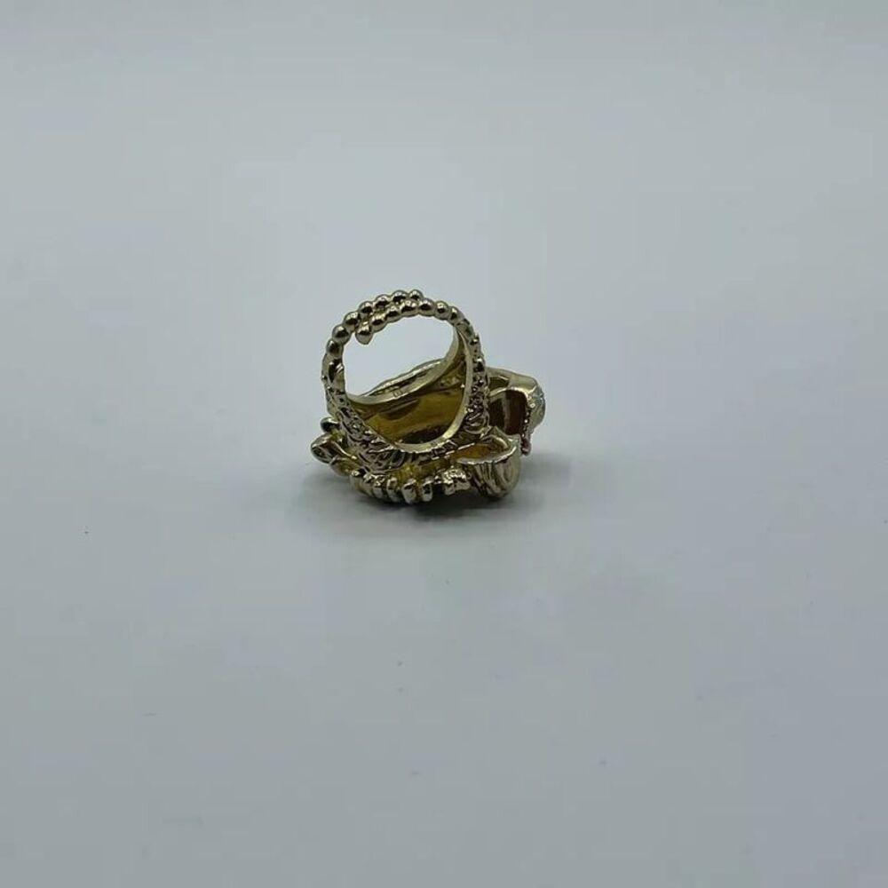 Gucci Women's Bronze Rajah Tiger Head Ring with Crystals - Picture 4 of 6